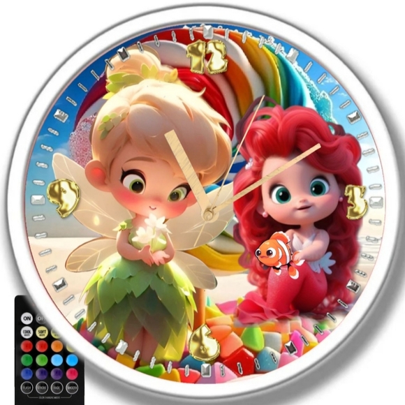 Mermaids led lights clock personalized - Picture 2 of 3